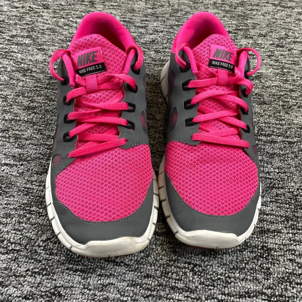 Nike Free 5.0 Big Girls 6.5 Pink Gray Running Shoes 580565 601 2013
